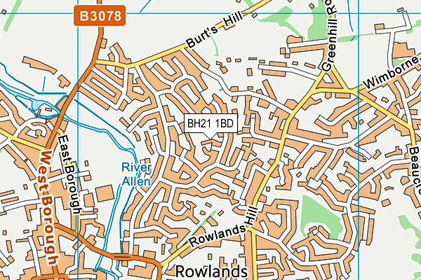 BH21 1BD map - OS VectorMap District (Ordnance Survey)