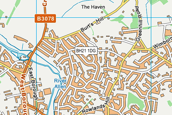 BH21 1DG map - OS VectorMap District (Ordnance Survey)