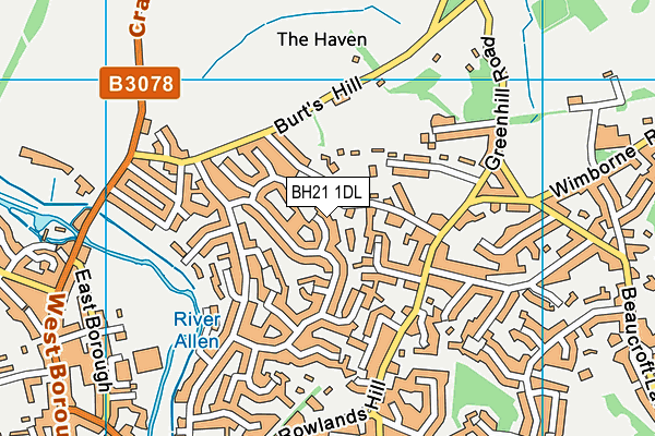 BH21 1DL map - OS VectorMap District (Ordnance Survey)