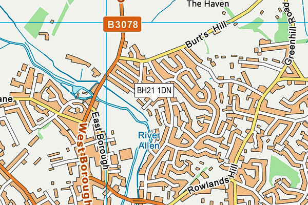 BH21 1DN map - OS VectorMap District (Ordnance Survey)