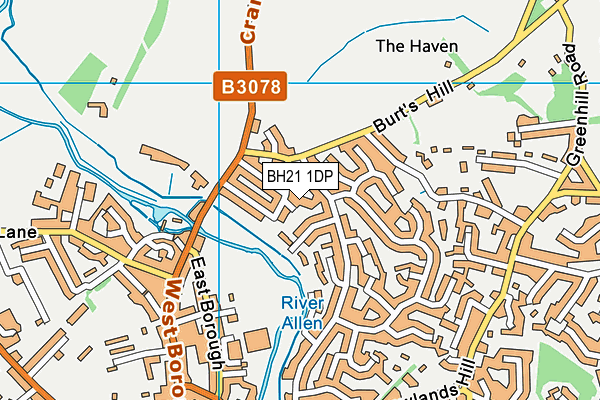 BH21 1DP map - OS VectorMap District (Ordnance Survey)