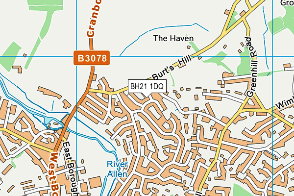 BH21 1DQ map - OS VectorMap District (Ordnance Survey)
