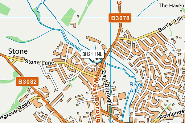 BH21 1NL map - OS VectorMap District (Ordnance Survey)