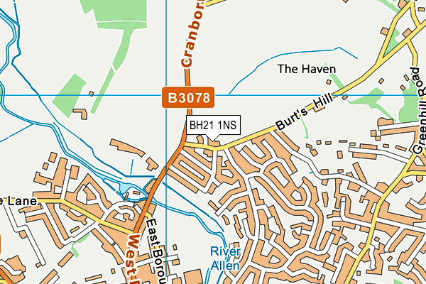BH21 1NS map - OS VectorMap District (Ordnance Survey)