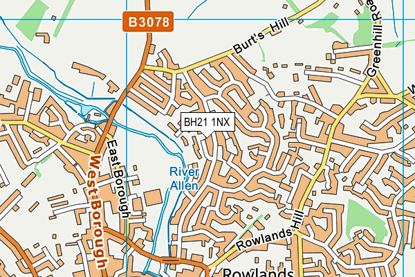BH21 1NX map - OS VectorMap District (Ordnance Survey)