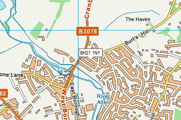 BH21 1NY map - OS VectorMap District (Ordnance Survey)