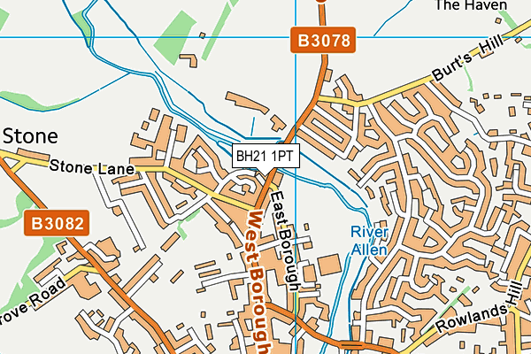 BH21 1PT map - OS VectorMap District (Ordnance Survey)