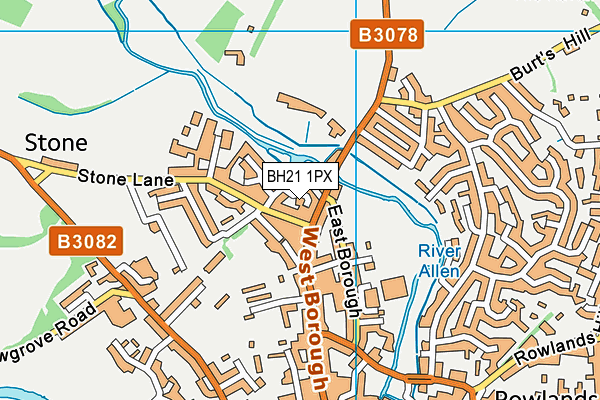 BH21 1PX map - OS VectorMap District (Ordnance Survey)