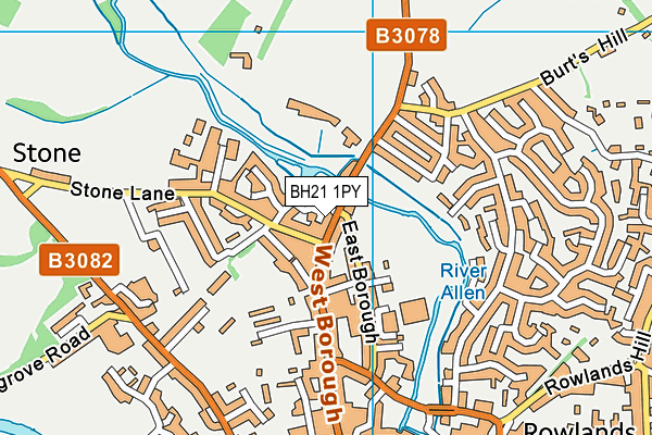 BH21 1PY map - OS VectorMap District (Ordnance Survey)