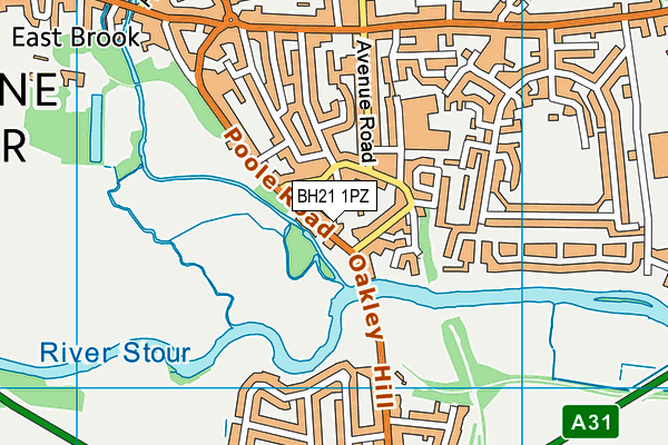 BH21 1PZ map - OS VectorMap District (Ordnance Survey)