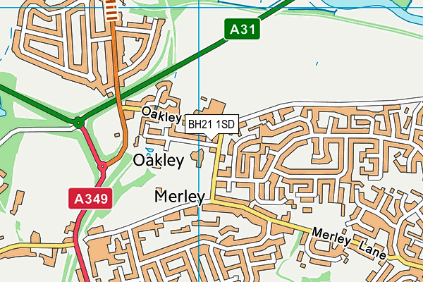 Merley And Cobham Yfc (Merley First School) map (BH21 1SD) - OS VectorMap District (Ordnance Survey)