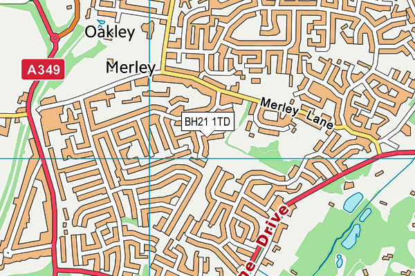 BH21 1TD map - OS VectorMap District (Ordnance Survey)