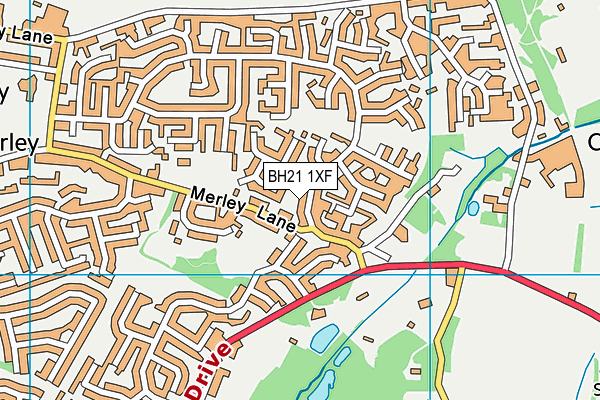 BH21 1XF map - OS VectorMap District (Ordnance Survey)