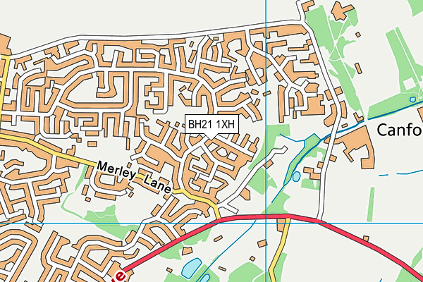 BH21 1XH map - OS VectorMap District (Ordnance Survey)