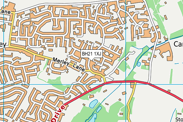 BH21 1XJ map - OS VectorMap District (Ordnance Survey)