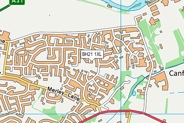 BH21 1XL map - OS VectorMap District (Ordnance Survey)