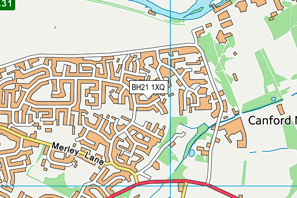 BH21 1XQ map - OS VectorMap District (Ordnance Survey)