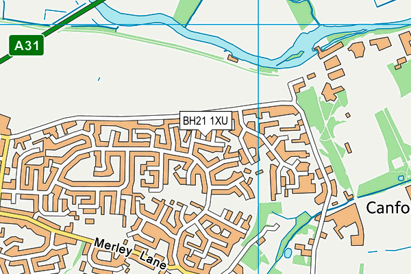 BH21 1XU map - OS VectorMap District (Ordnance Survey)