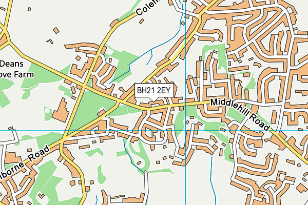 BH21 2EY map - OS VectorMap District (Ordnance Survey)
