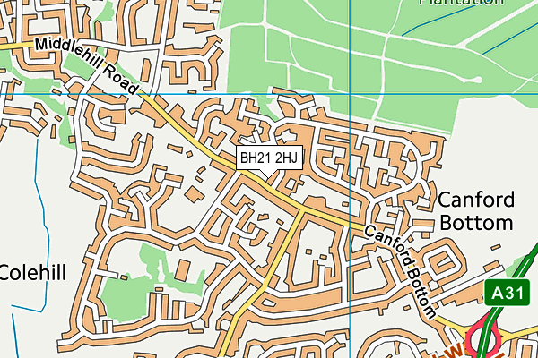 BH21 2HJ map - OS VectorMap District (Ordnance Survey)