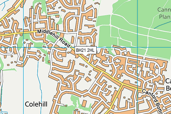 BH21 2HL map - OS VectorMap District (Ordnance Survey)