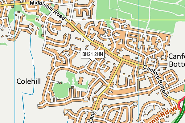 BH21 2HN map - OS VectorMap District (Ordnance Survey)