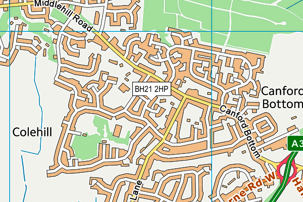 BH21 2HP map - OS VectorMap District (Ordnance Survey)
