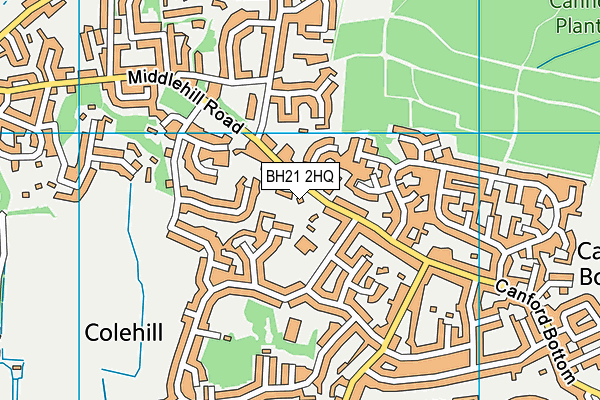 BH21 2HQ map - OS VectorMap District (Ordnance Survey)