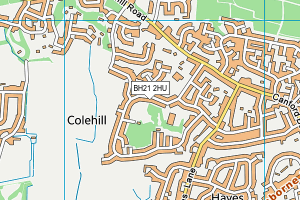 BH21 2HU map - OS VectorMap District (Ordnance Survey)