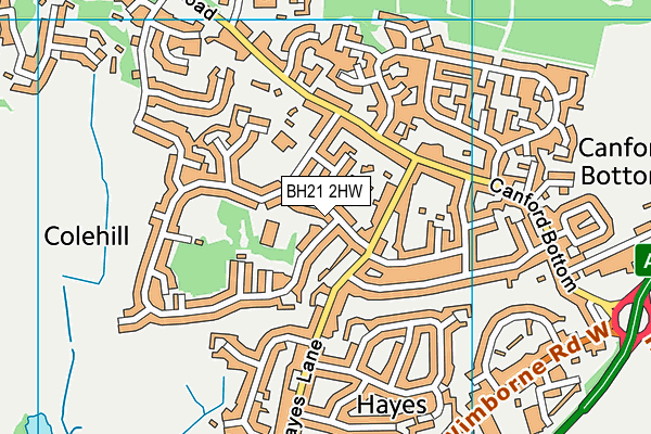 BH21 2HW map - OS VectorMap District (Ordnance Survey)