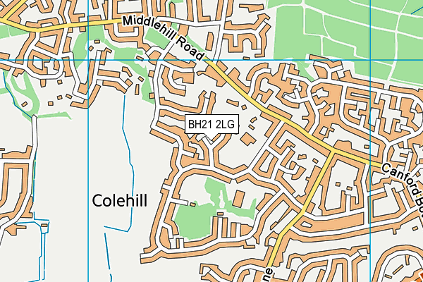 BH21 2LG map - OS VectorMap District (Ordnance Survey)