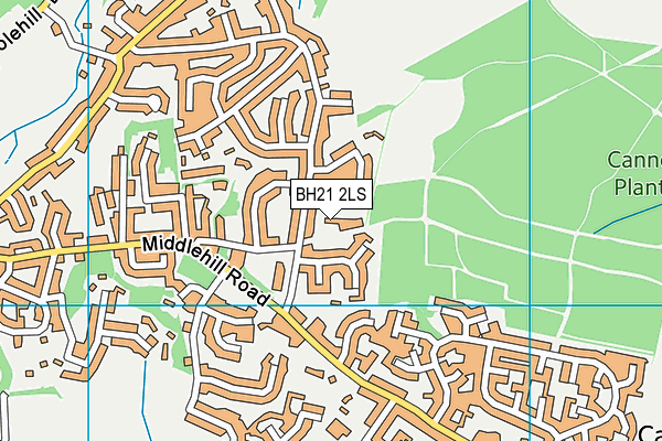 BH21 2LS map - OS VectorMap District (Ordnance Survey)