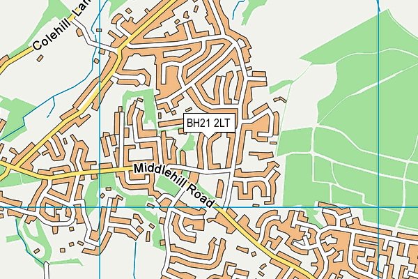 BH21 2LT map - OS VectorMap District (Ordnance Survey)