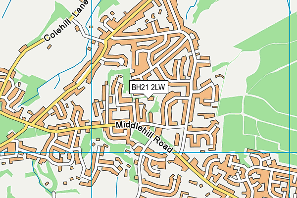 BH21 2LW map - OS VectorMap District (Ordnance Survey)