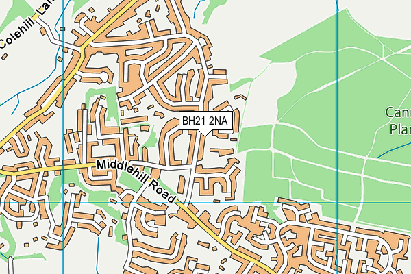 BH21 2NA map - OS VectorMap District (Ordnance Survey)
