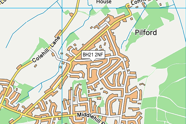 BH21 2NF map - OS VectorMap District (Ordnance Survey)