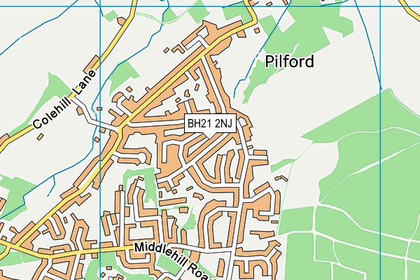 BH21 2NJ map - OS VectorMap District (Ordnance Survey)