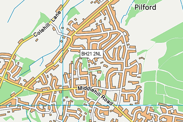 BH21 2NL map - OS VectorMap District (Ordnance Survey)