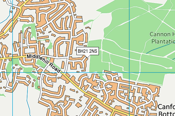 BH21 2NS map - OS VectorMap District (Ordnance Survey)