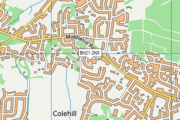 BH21 2NX map - OS VectorMap District (Ordnance Survey)