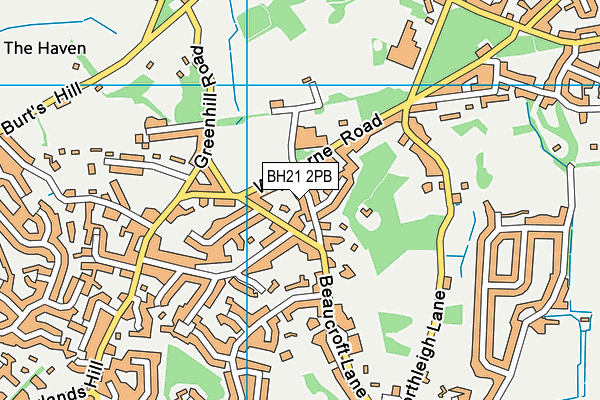 BH21 2PB map - OS VectorMap District (Ordnance Survey)