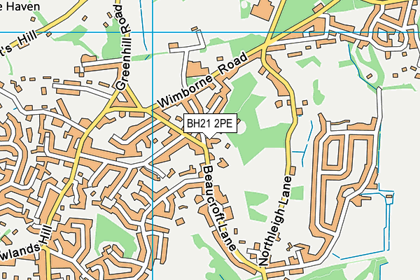 BH21 2PE map - OS VectorMap District (Ordnance Survey)