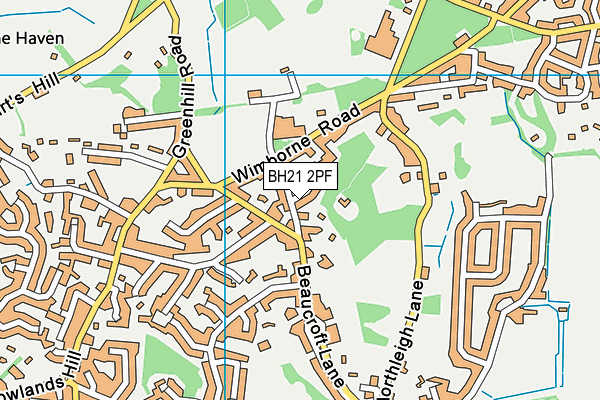 BH21 2PF map - OS VectorMap District (Ordnance Survey)