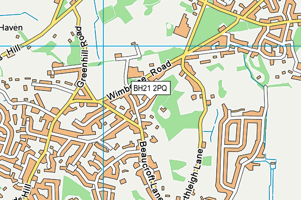 BH21 2PQ map - OS VectorMap District (Ordnance Survey)
