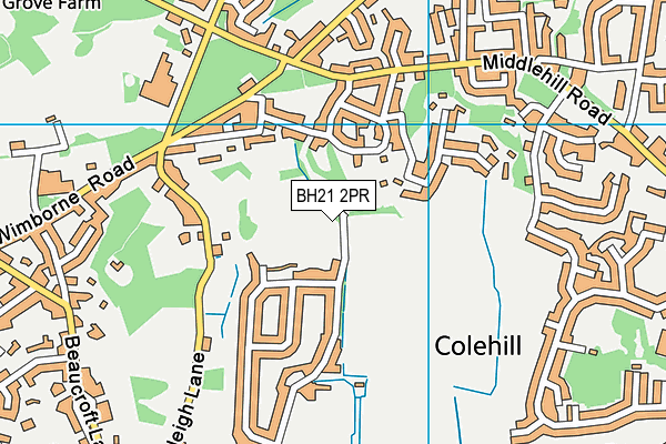 BH21 2PR map - OS VectorMap District (Ordnance Survey)