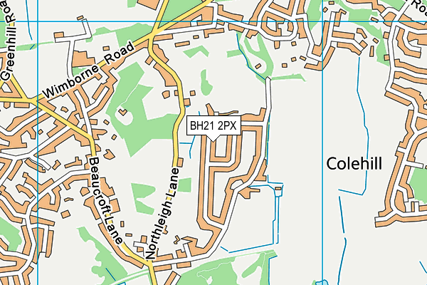 BH21 2PX map - OS VectorMap District (Ordnance Survey)