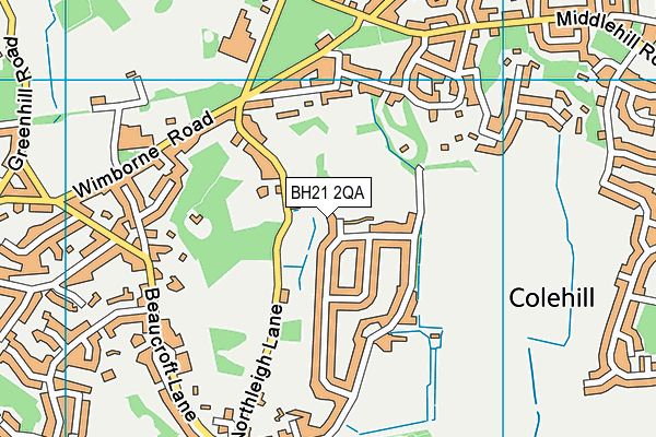 BH21 2QA map - OS VectorMap District (Ordnance Survey)