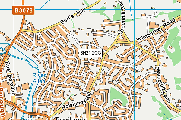 BH21 2QG map - OS VectorMap District (Ordnance Survey)