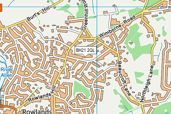 BH21 2QL map - OS VectorMap District (Ordnance Survey)