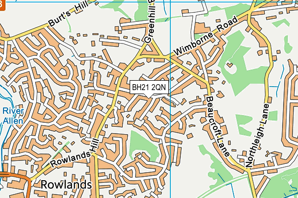 BH21 2QN map - OS VectorMap District (Ordnance Survey)